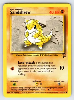 Sandshrew 91/130 Base Set 2 Pokemon Card TCG Vintage WOTC Nintendo Common Nm/Vlp - Image 1