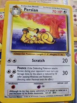 Pokemon Persian Card 42/64 English 1st Edition Uncommon LP Jungle Light Play - Image 1