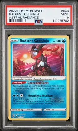 2022 Pokemon Astral Radiance #046 Radiant Greninja PSA 9 Card MINT Free Shipping - Image 1