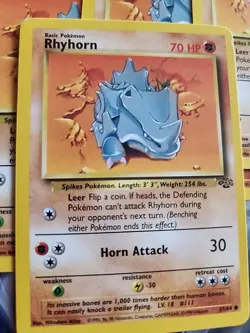 Pokemon Card Rhyhorn Non-Holo 1st Edition WOTC Jungle Set 61/64 NM/MT Condition - Image 1