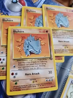 Pokemon Card Rhyhorn Non-Holo 1st Edition WOTC Jungle Set 61/64 NM/MT Condition - Image 2