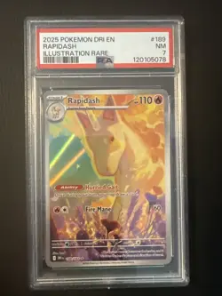 2025 POKEMON DRI EN-DESTINED RIVALS ILLUSTRATION RARE #189 RAPIDASH PSA 7 NM - Image 1