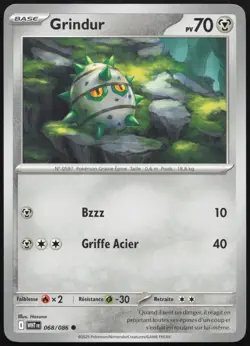 Carte Pokemon Grindur 068/086 Flamme Blanche Francais - Image 1