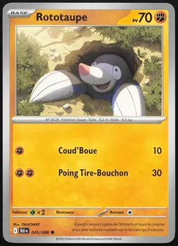 Carte Pokemon Rototaupe 045/086 Foudre Noire Francais - Image 1