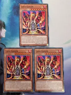 YuGiOh! Lava Golem SDSH-EN013 GERMAN LANGUAGE x3 PLAYSET 1st Ed - Image 1