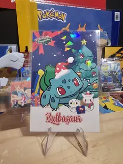 Pokemon Merry Christmas Card Database - Santa Hat Bulbasaur Christmas Tree - Image 1