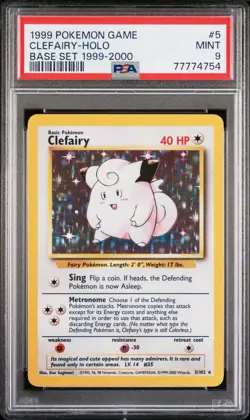 PSA 9 Clefairy 5/102 Base Set Holo Pokemon Card 1999-2000 4th Print POP 21 - Image 1