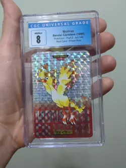 Moltres CGC 8 1996 Bandai Carddass Pokemon Red Card Prism Holo 146 - Image 1