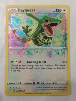 Rayquaza 138/185 Amazing Rare Vivid Voltage 2020 Pokemon Card NM - Image 1