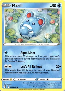 Marill 058/264 SWSH08: Fusion Strick Regular Common LP Pokemon Card - Image 1
