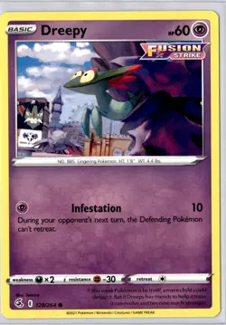 Dreepy 128/264 SWSH08: Fusion Strick Regular Common LP Pokemon Card - Image 1