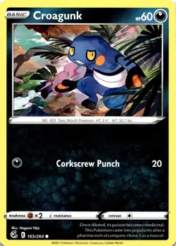 Croagunk 165/264 SWSH08: Fusion Strick Regular Common LP Pokemon Card - Image 1