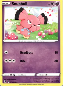 Snubbull 115/264 SWSH08: Fusion Strick Regular Common LP Pokemon Card - Image 1