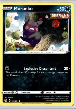 Morpeko 179/264 SWSH08: Fusion Strick Regular Common LP Pokemon Card - Image 1