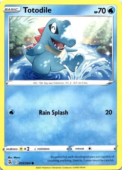 Totodile 055/264 SWSH08: Fusion Strick Regular Common LP Pokemon Card - Image 1