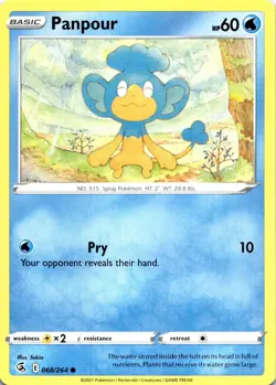 Panpour 068/264 SWSH08: Fusion Strick Regular Common LP Pokemon Card - Image 1