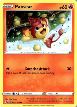 Pansear 037/264 SWSH08: Fusion Strick Regular Common LP Pokemon Card - Image 1