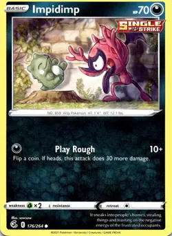 Impidimp 176/264 SWSH08: Fusion Strick Regular Common LP Pokemon Card - Image 1