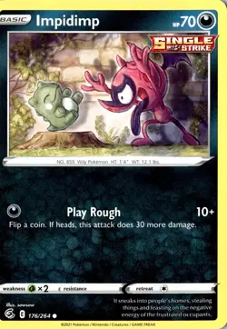 Impidimp 176/264 SWSH08: Fusion Strick Regular Common LP Pokemon Card - Image 2
