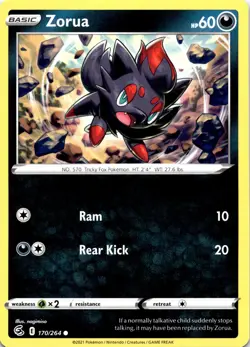 Zorua 170/264 SWSH08: Fusion Strick Regular Common LP Pokemon Card - Image 1
