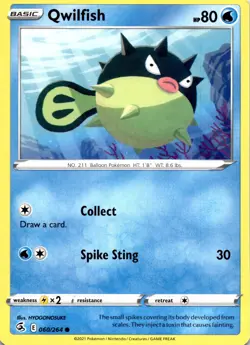 Qwilfish 060/264 SWSH08: Fusion Strick Regular Common LP Pokemon Card - Image 1