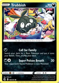 Trubbish 168/264 SWSH08: Fusion Strick Regular Common LP Pokemon Card - Image 1