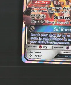 Solgaleo GX 89/149 Sun & Moon Ultra Rare Holo Pokemon Card LP+ - Image 5