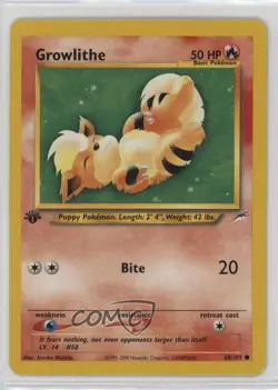 Growlithe 1st Ed. Pokemon Neo Destiny #68 2002 sq1 - Image 1