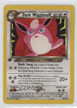 Dark Wigglytuff 1st Ed. Pokemon Neo Destiny #40 2002 1j5g - Image 1