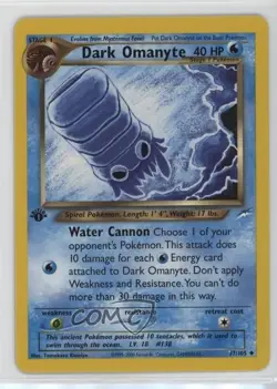 Dark Omanyte 1st Ed. Pokemon Neo Destiny #37 2002 1j5g - Image 1