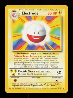 Electrode 21/102 Rare Base Set Non Holo Pokemon Card - Image 1