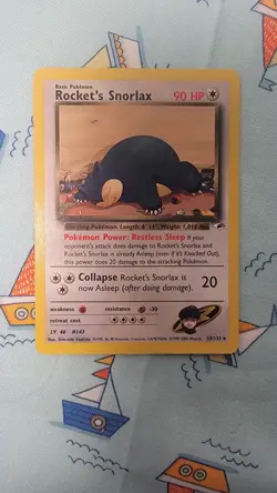 Rocket's Snorlax 33/132 Rare Gym Heroes Pokemon Card - Image 2