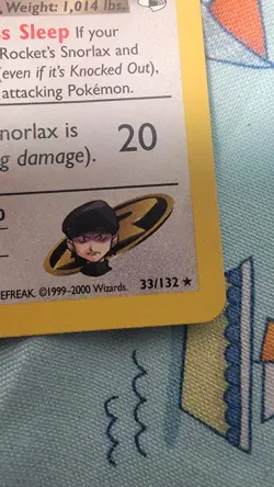 Rocket's Snorlax 33/132 Rare Gym Heroes Pokemon Card - Image 5