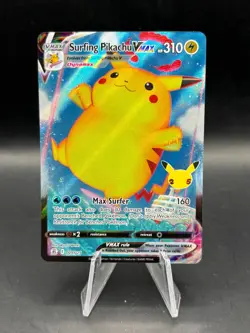 Surfing Pikachu Vmax 009/025 Celebrations NM Full Art Ultra Rare Pokemon Card - Image 1