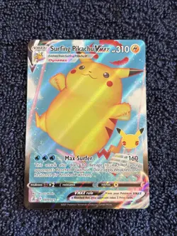 Surfing Pikachu Vmax 009/025 Celebrations NM Full Art Ultra Rare Pokemon Card - Image 1