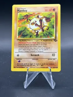 Mankey LP/NM 55/64 Common Jungle Set Unlimited WOTC Trading Card LP/NM 1999 - Image 1