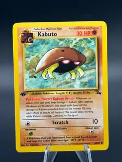 1st Edition Kabuto LP/NM 50/62 Fossil Common Pokemon Card - Image 1