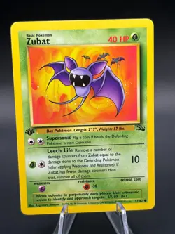 1st Edition Zubat LP/NM 52/62 Fossil Common Pokemon Card - Image 1