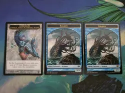 Kiora, the Crashing Wave emblem + 2 Kraken 9/9 tokens. Edh Cube - Image 1