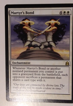 Martyr's Bond. NM, light play. Commander. Rare. Free Shipping - Image 1