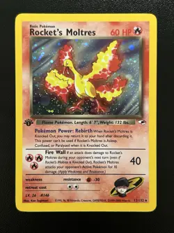 ROCKET'S MOLTRES Pokemon Card WOTC 1st Edition Gym Heroes 12/132 HOLO NM (A) - Image 1