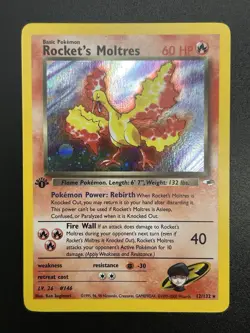 ROCKET'S MOLTRES Pokemon Card WOTC 1st Edition Gym Heroes 12/132 HOLO NM (A) - Image 2