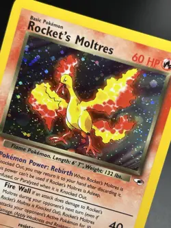 ROCKET'S MOLTRES Pokemon Card WOTC 1st Edition Gym Heroes 12/132 HOLO NM (A) - Image 4