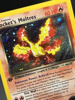 ROCKET'S MOLTRES Pokemon Card WOTC 1st Edition Gym Heroes 12/132 HOLO NM (A) - Image 5