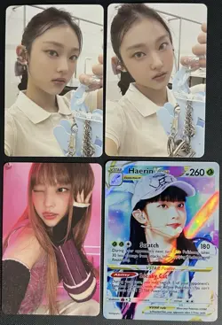 NewJeans Haerin Photocard Bundle Get Up, OMG Weverse + Custom Pokemon Card - Image 1