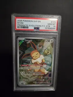 POKEMON CENTER 2025 Pokemon SVP EN Eevee Prismatic Evolutions Card GEM MT 10 - Image 1