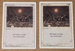 Magic the Gathering ~ MTG ~ Armageddon REVISED 1994 X2 Vintage Land Destruction - Image 1