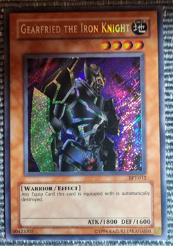2002 Yu-Gi-Oh! Gearfried the Iron Knight BPT-012 Tin Holo Raw LP - Image 1