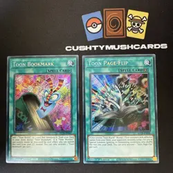 YUGIOH TOON BOOKMARK+ TOON PAGE FLIP SECRET RARE BLCR-EN067 EN068 1ST EDITION - Image 1