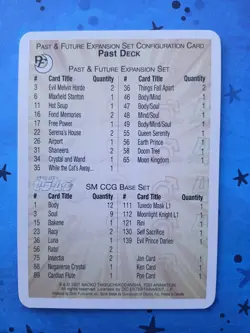 Sailor Moon CCG Checklist Card Past & Future Deck Configuration Vintage 2001 - Image 2